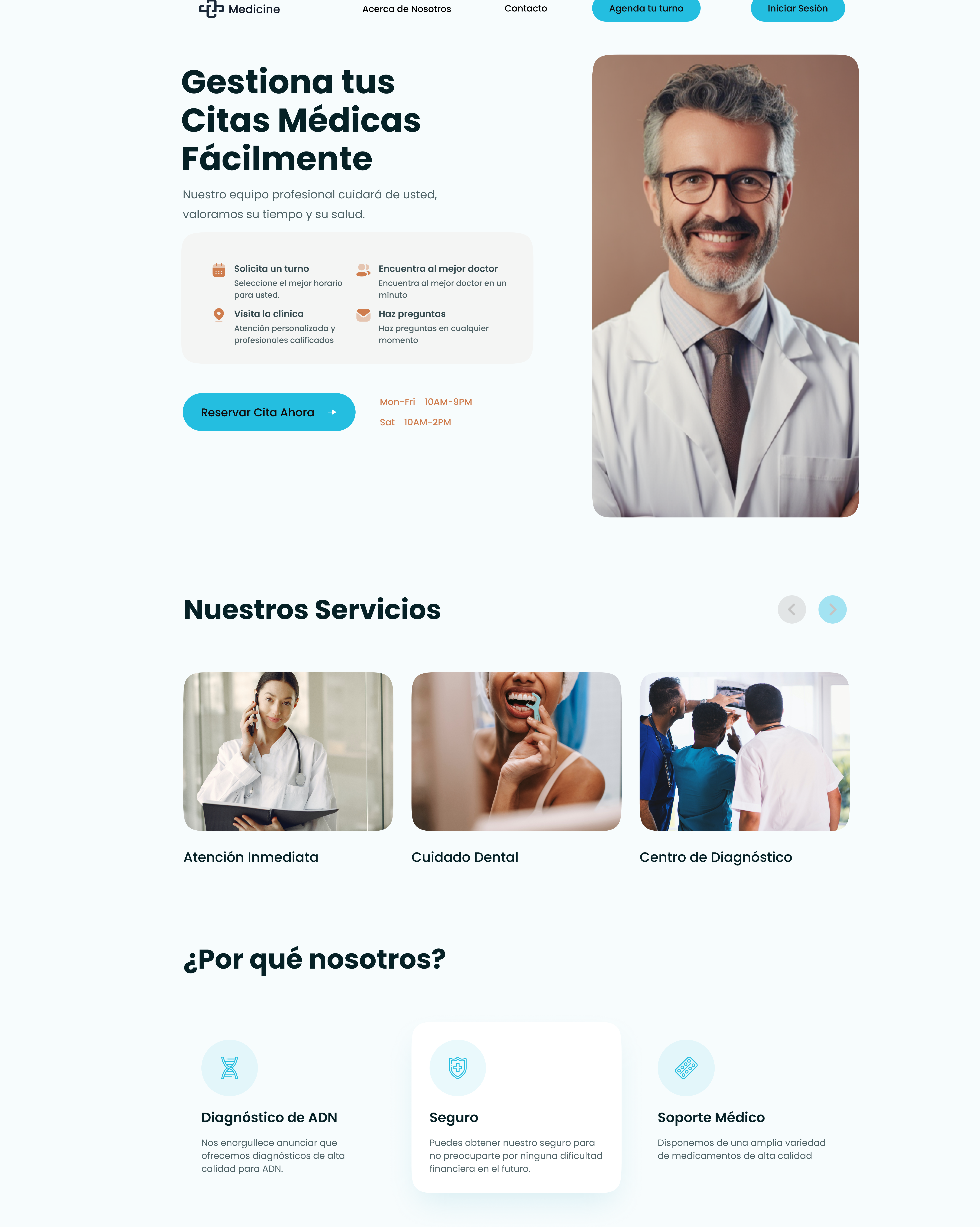 Muestra de la pagina principal de Medicine